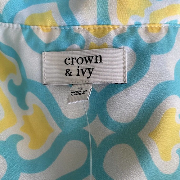 Crown & Ivy Turquoise and Yellow Geometric Midi Dress - Picture 5 of 7